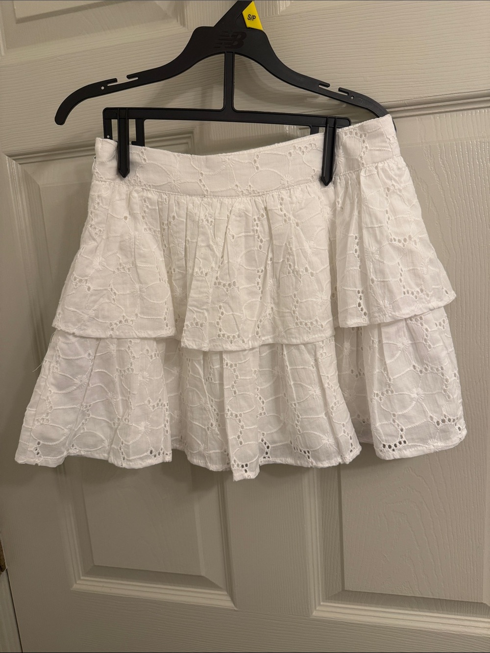 Altar'd State White Eyelet Tiered Mini Skirt